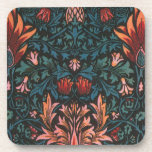 Vintage Rich Blue and Rose Design Beverage Coasters