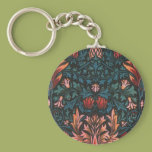 Vintage Rich Blue and Rose Design Keychain