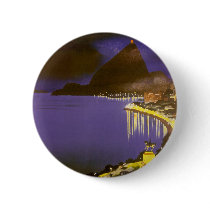 Vintage Rio De Janeiro at Night Button