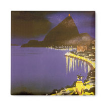 Vintage Rio De Janeiro at Night Refrigerator Magnets