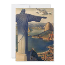 Vintage Rio De Janeiro, Christ the Redeemer Statue Personalized Invitations
