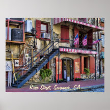Vintage River Street, Savannah, Georgia Posters