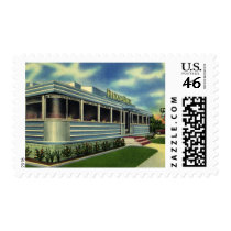 Vintage Roadside Diner Restaurant Postage Stamp