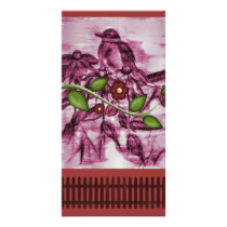 Vintage Robin, flower, fence Photo Card