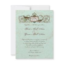 Vintage Robins Egg Blue Crown Swirl Flourish Personalized Invitation