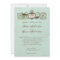 Vintage Robins Egg Blue Crown Swirl Flourish Personalized Invitations