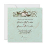 Vintage Robins Egg Blue Crown Swirl Flourish invitations