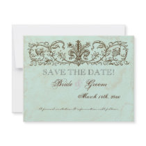 Vintage Robins Egg Blue Crown Swirl Flourish Invitation