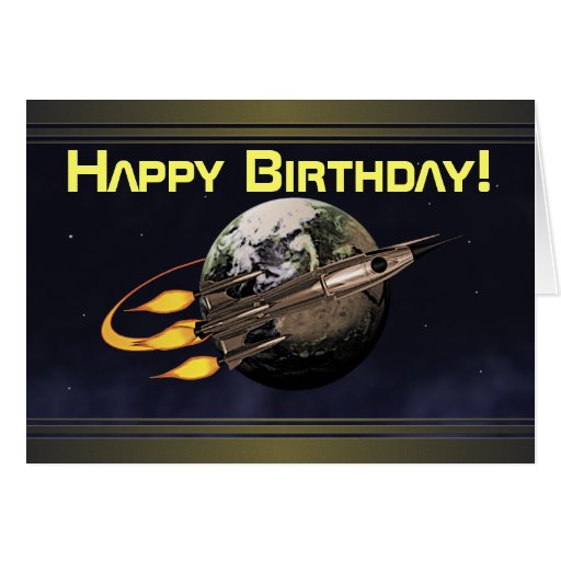 Vintage Rocket Birthday Card Zazzle