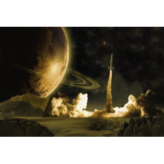 Vintage Rocket Launch print