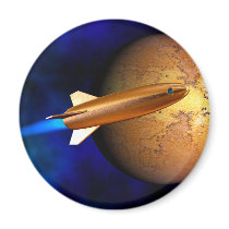 vintage rocket fridge magnet