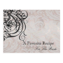 Vintage Rococo Black Bridal Shower Recipe Card Post Cards
