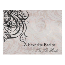 Vintage Rococo Black Bridal Shower Recipe Card Post Cards