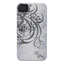 Vintage Rococo Black Monogram Barely There Case iPhone 4 Case-Mate Case