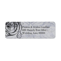 Vintage Rococo Black Scroll Damask Address Label