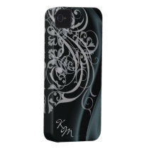 Vintage Rococo Black Silk Barely There Case iPhone 4 Case