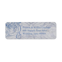 Vintage Rococo Blue Scroll Damask Address Label