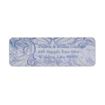 Vintage Rococo Blue Scroll Damask Address Label