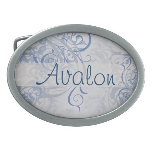 Vintage Rococo Blue & Silver Scroll Belt Buckle