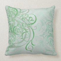 Vintage Rococo Green Flourish Pillow