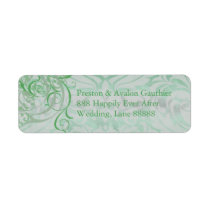 Vintage Rococo Green Scroll Damask Address Label