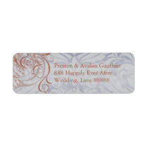 Vintage Rococo Peach Scroll Damask Address Label