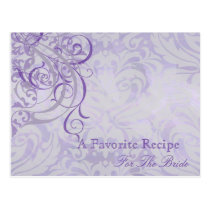 Vintage Rococo Purple Bridal Shower Recipe Card Post Card