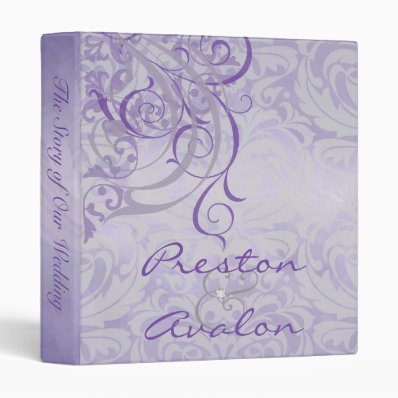 Vintage Rococo Purple Scroll Damask Wedding Binder