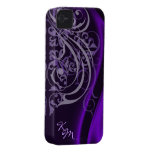 Vintage Rococo Purple Silk Barely There Case iPhone 4 Cover