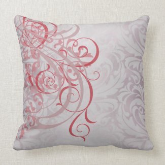 Vintage Rococo Red Flourish Pillow