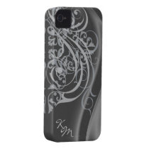 Vintage Rococo Silver Silk Barely There Case Case-Mate iPhone 4 Cases