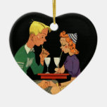 Vintage Romance, Teens in Love at the Soda Shop Christmas Ornament