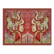 Vintage Romanian embroidery, traditional design Post Card