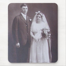 Vintage Romantic Bride and Groom Photos Mouse Pad