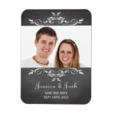 Vintage romantic chalkboard scroll save the date magnets