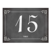 Vintage romantic chalkboard wedding table number post card