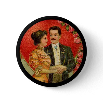 Vintage Romantic Couple Valentine Button by Vintage_Gifts