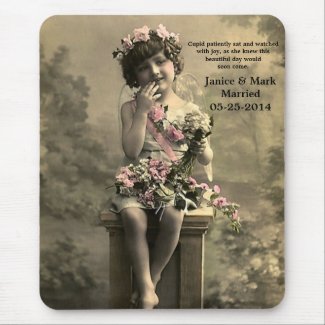 Vintage Romantic Cupid Mousepad