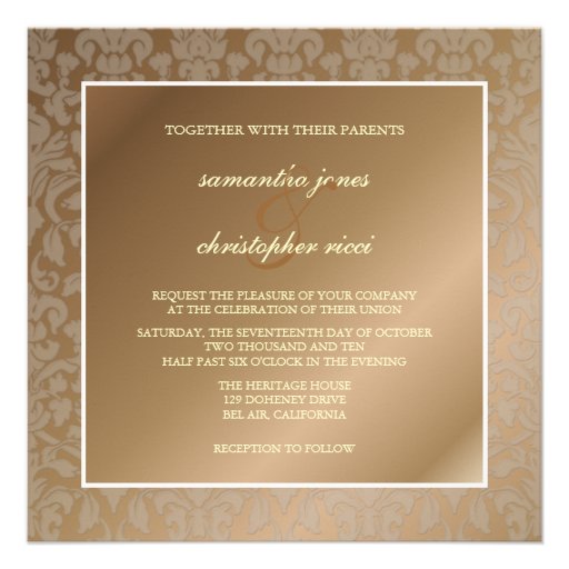 Vintage + Romantic Damask Wedding Invitations