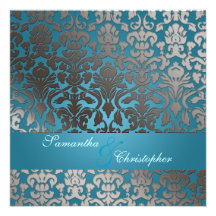 Vintage + Romantic Damask Wedding Invitations