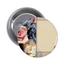 Vintage, romantic flower design buttons