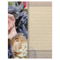 Vintage, romantic flower design custom letterhead