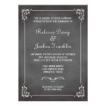 Vintage romantic gray chalkboard scroll wedding custom invite at Zazzle