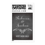Vintage romantic gray chalkboard scroll wedding postage