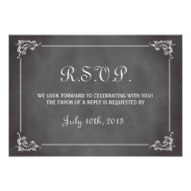 Vintage romantic gray chalkboard wedding response invite