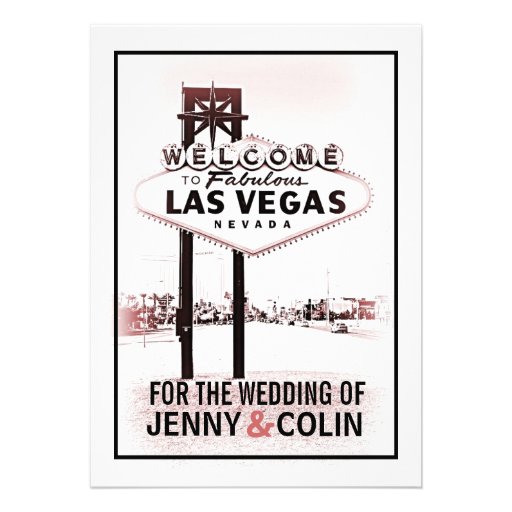 Vintage Romantic Las Vegas Modern Wedding Invites (front side)