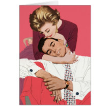 Vintage Romantic Love, Pink Retro Romance Card