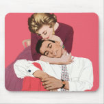 Vintage Romantic Love, Pink Retro Romance Mouse Pad