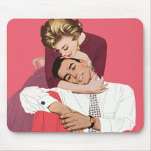 Vintage Romantic Love, Pink Retro Romance Mouse Pad