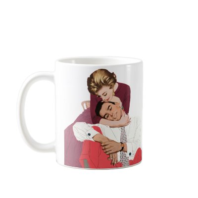 Vintage Romantic Love, Pink Retro Romance Mug